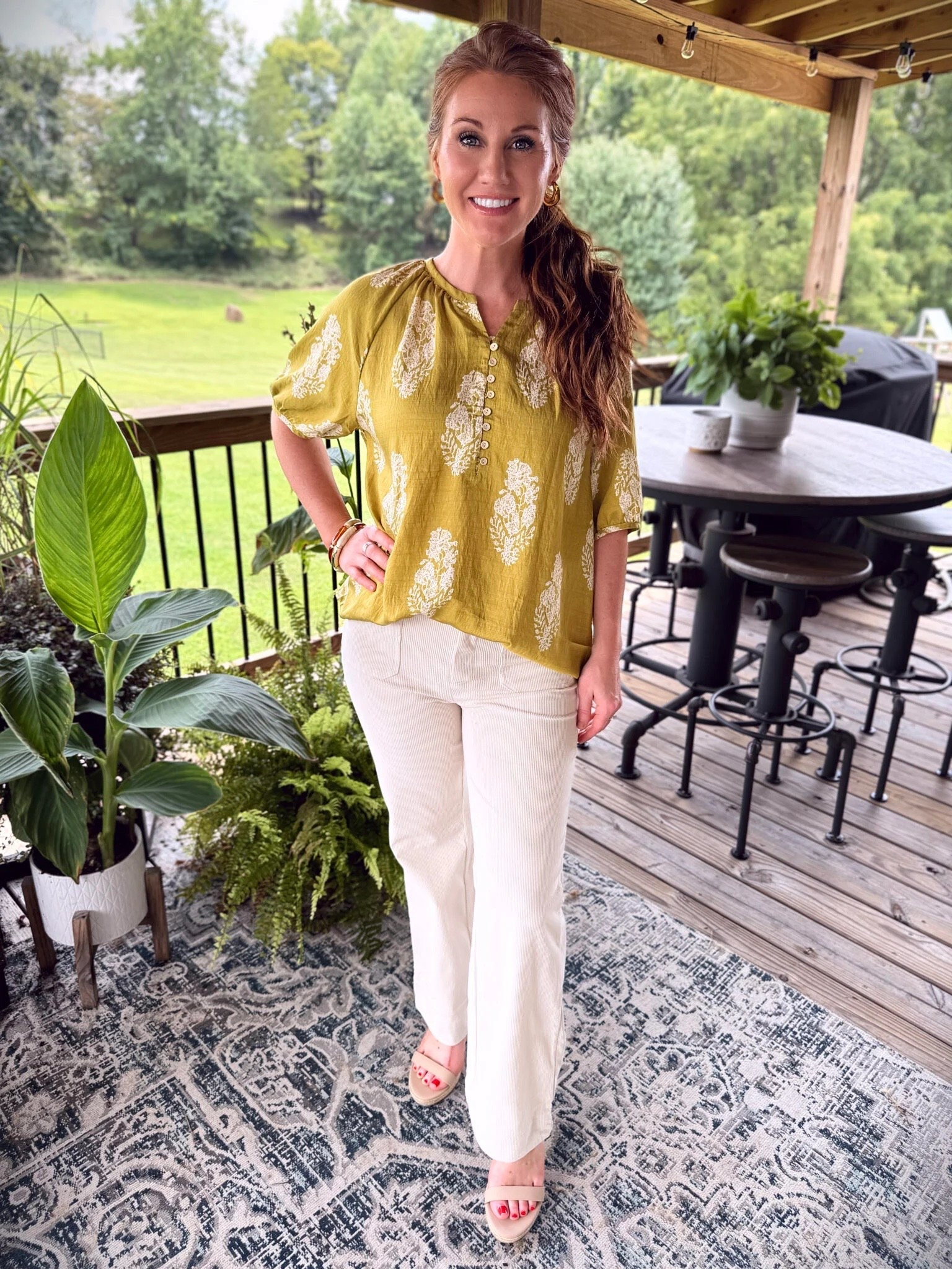 Petite friendly outfit for women! Stephanie is 5’3 and wearing a small in the corduroy pants and a medium in the top. Her espadrille sandals are a 7.5. This would be a great outfit for the office! 

#LTKStyleTip #LTKPetite #LTKWorkwear