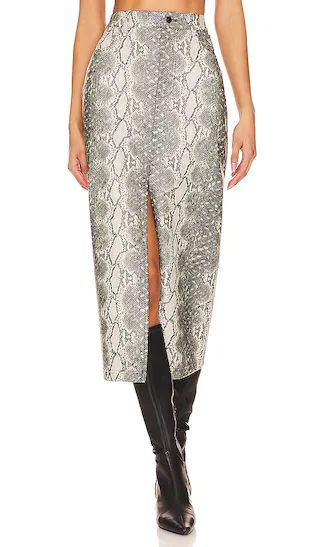 Avani Faux Leather Skirt in BLACK/IVORY | Revolve Clothing (Global)