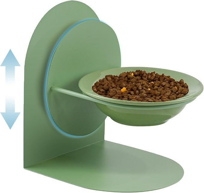 Adjustable Elevated Cat Bowl, Tilted Ceramic Cat Food Bowl with Metal Stand for Indoor Cats, Non-... | Amazon (US)