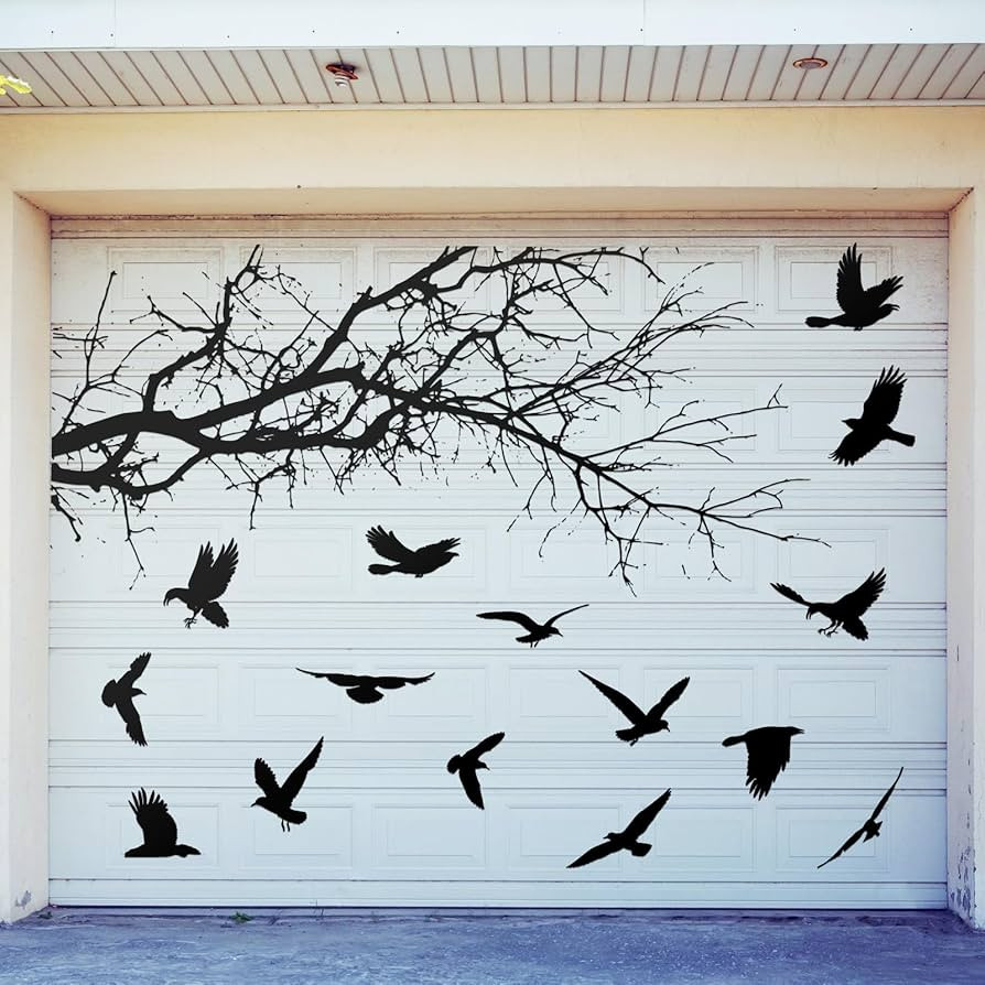 16pcs Halloween Garage Door Decoration Black Crow Garage Magnetic Decorative Crows Halloween Refr... | Amazon (US)