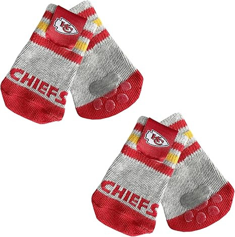 NFL Kansas City Chiefs Anti Slip Dog Socks with Elastic Ribbed Top, Size X-Small/Small. Indoor/Ou... | Amazon (US)