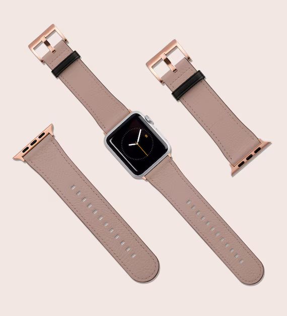 Apple Watch Strap, 40mm 38mm 42mm 44mm, Vegan Leather Watch Band, Block Solid Colour Nude Pink Wa... | Etsy (US)