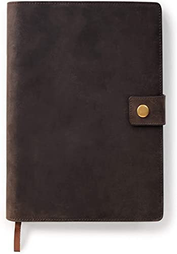 CASE ELEGANCE Full Grain Premium Leather Refillable Journal Cover with A5 Lined Notebook, Pen Loop, Card Slots, Brass Snap | Amazon (US)