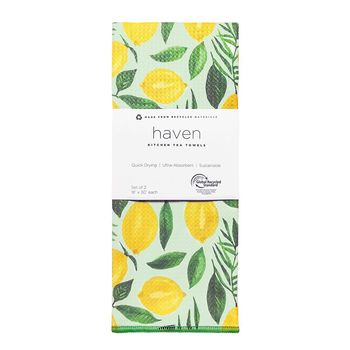 Set of 2 Printed GRS Microfiber Towels - 18 x 30" - Lemons | Target