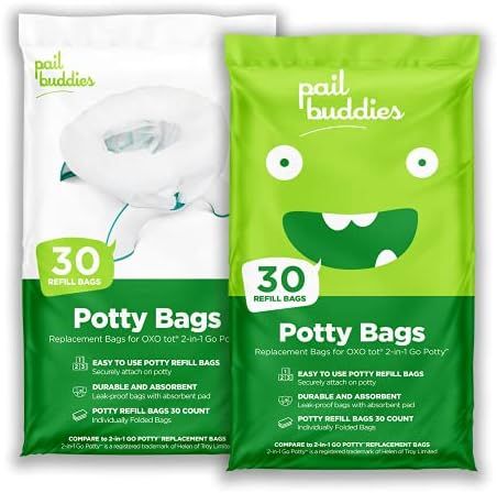 60 Refill Potty Bags: Absorbent, Disposable Potty Liners Compatible with OXO Tot 2-in-1 Go Potty | S | Amazon (US)