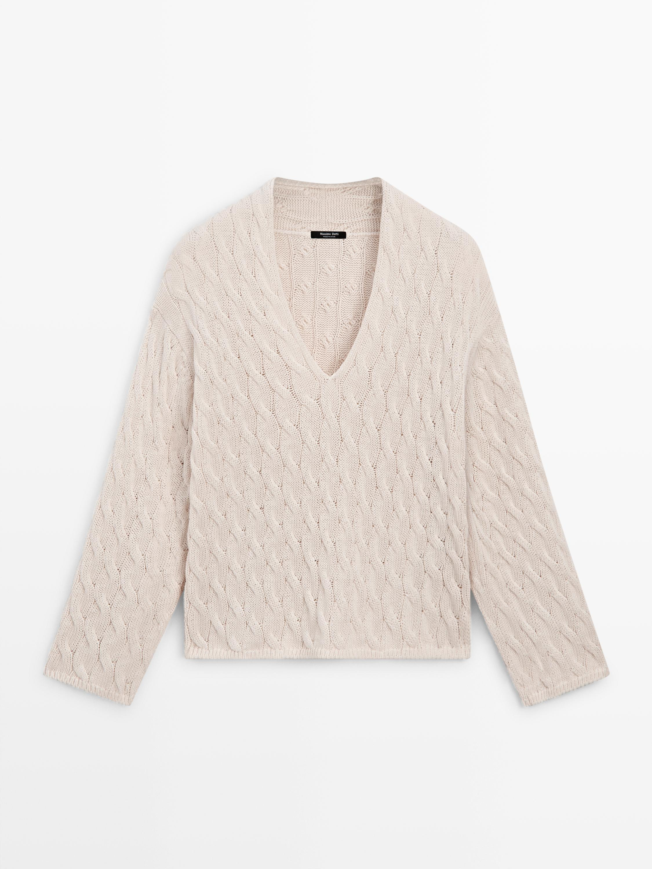 Cotton blend knit jumper with knot detail | Massimo Dutti NL