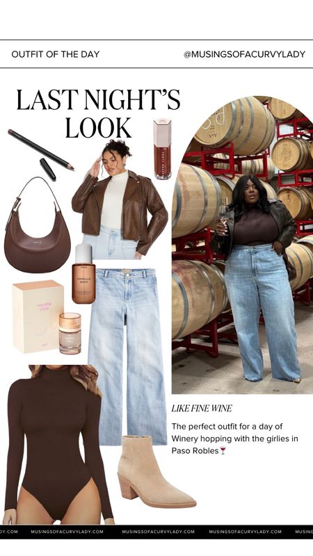 Like fine wine — The perfect outfit for a day of Winery hopping with the girlies in Paso Robles🍷 

Vacation Outfit, Wine Tasting, California, Outfit Inspo, Plus Size Fashion, Wide Leg Jeans, Denim, Bodysuit, Brown Outfit Inspo, Neutral Aesthetic, Perfume Layering, Hand Bag, Mac Lip Liner

#LTKbeauty #LTKplussize #LTKstyletip