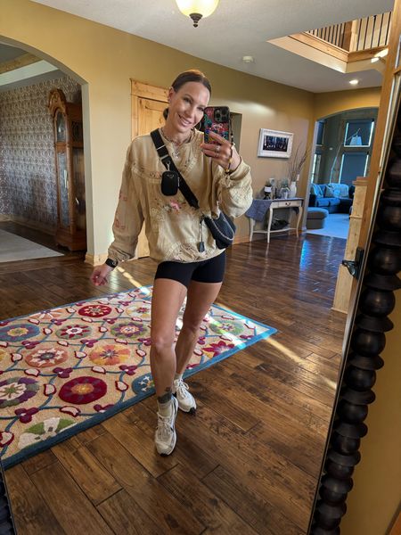 Garage sale season is upon us! Wearing comfy clothes to get around in is so important. These lululemon biker shorts are amazing. These Nike sneakers I’ve been wearing on repeat are cute and comfortable. Topped off with my favorite free people sweater. Wearing size small in sweater. Size 7.5 in sneakers. Size 4 in shorts. 

#LTKStyleTip #LTKOver40 #LTKFitness