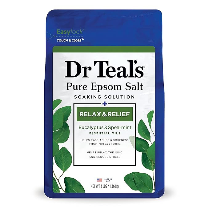 Dr Teal's Epsom Magnesium Salt Soak, Relax & Relief with Eucalyptus & Spearmint Essential Oils, 3... | Amazon (US)