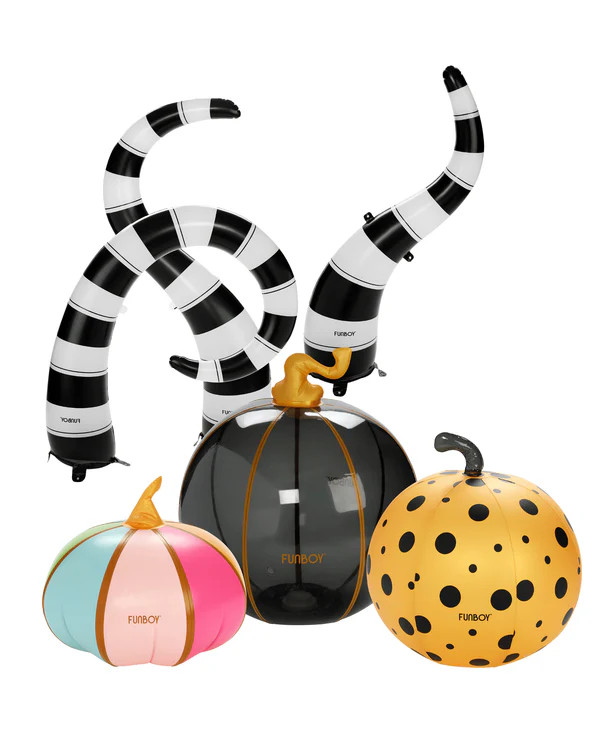 Light Up Halloween Lawn Snake & Inflatable Multicolor Pumpkins | FUNBOY