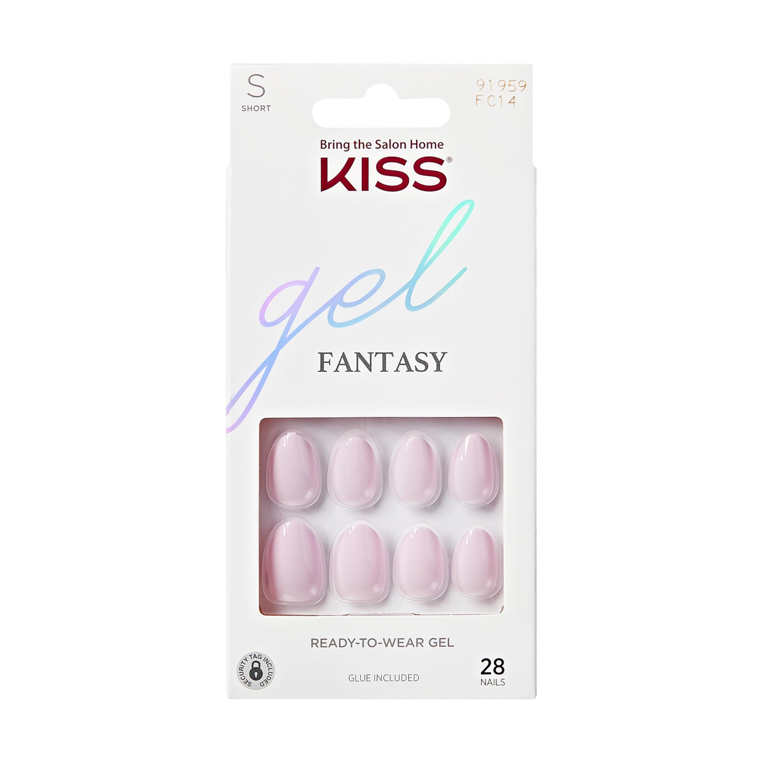 KISS Gel Fantasy, Press-On Nails, Nail glue included, 'Pure Love', Light Pink, Short Size, Almond... | Amazon (US)