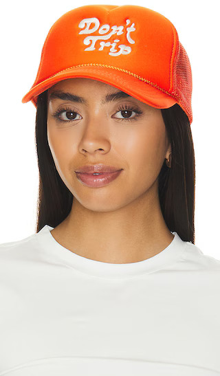 Free & Easy Don't Trip Trucker Hat in Orange. | Revolve Clothing (Global)
