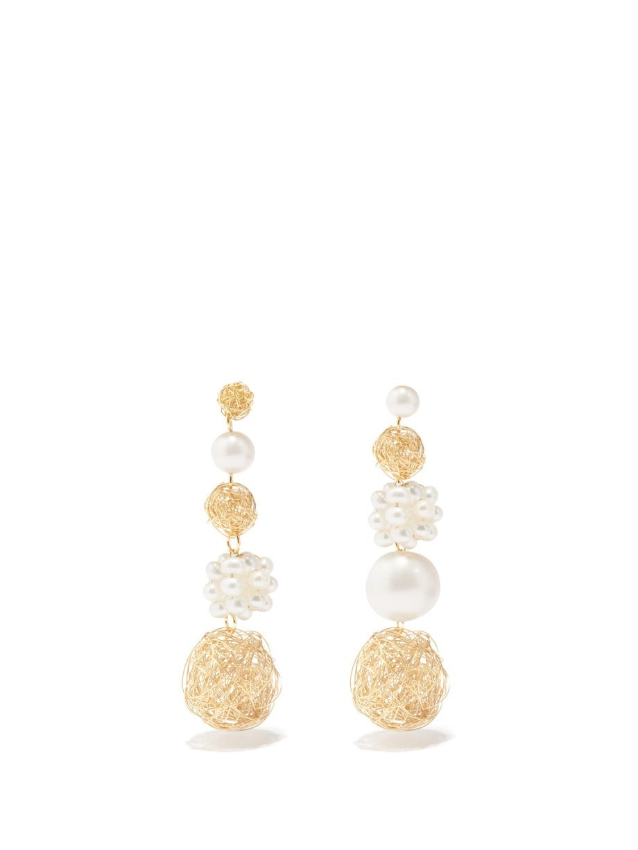 Mismatched pearl & recycled gold-plated earrings | Matches (UK)