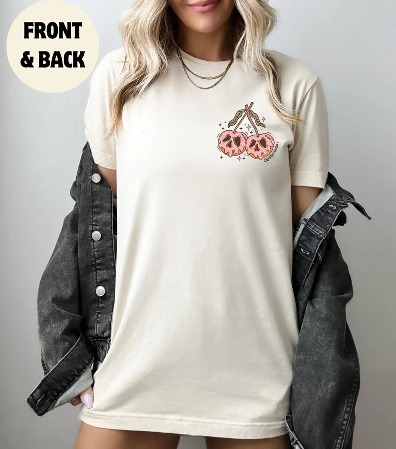 Poison Cherry Graphic Tee Dripping Cherry Skull Shirt for Halloween Evil Disney Villain Caution P... | Etsy (US)