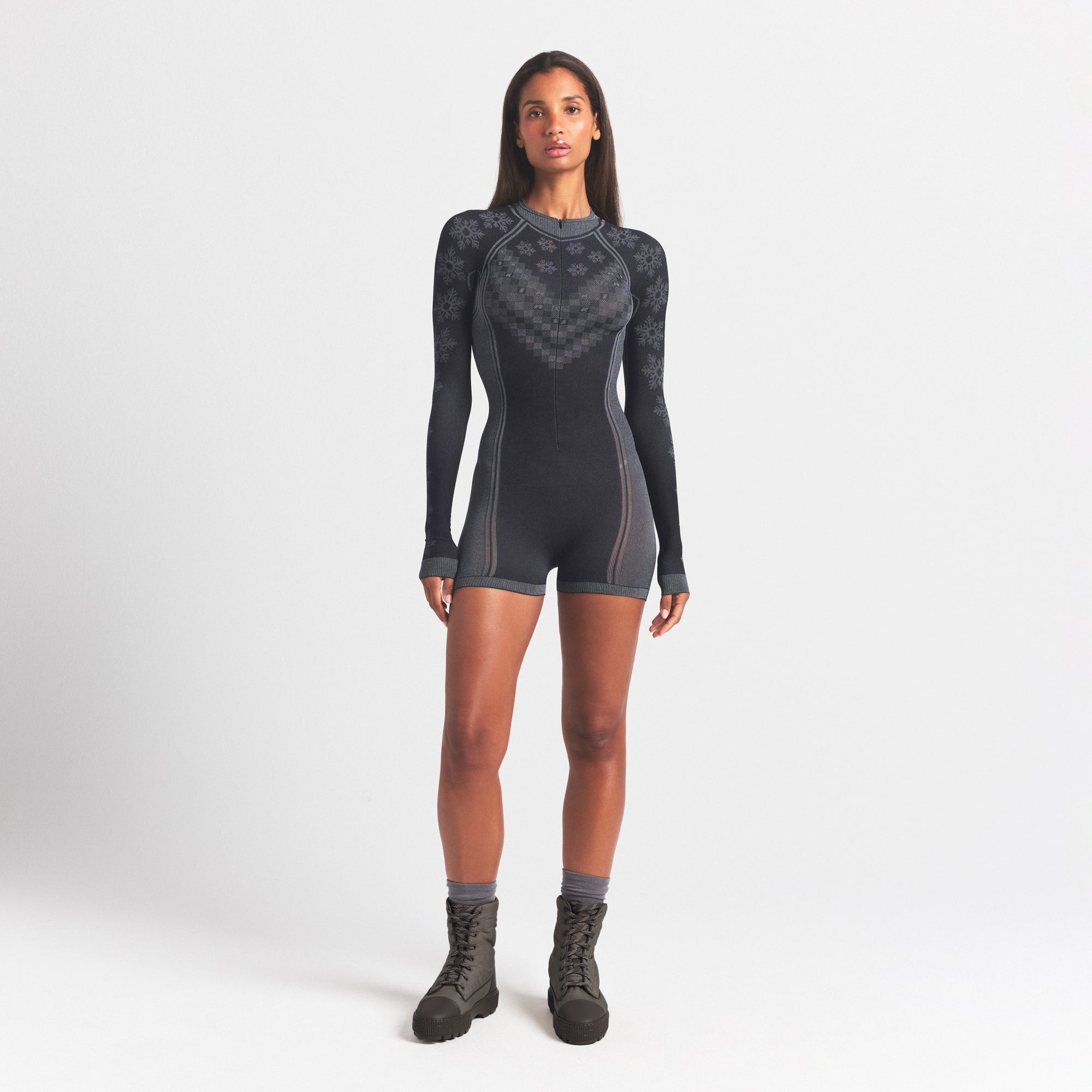 SKIMS Half Zip Onesie (Bodysuit) | Black | Large/XL | SKIMS First Layers | SKIMS (US)