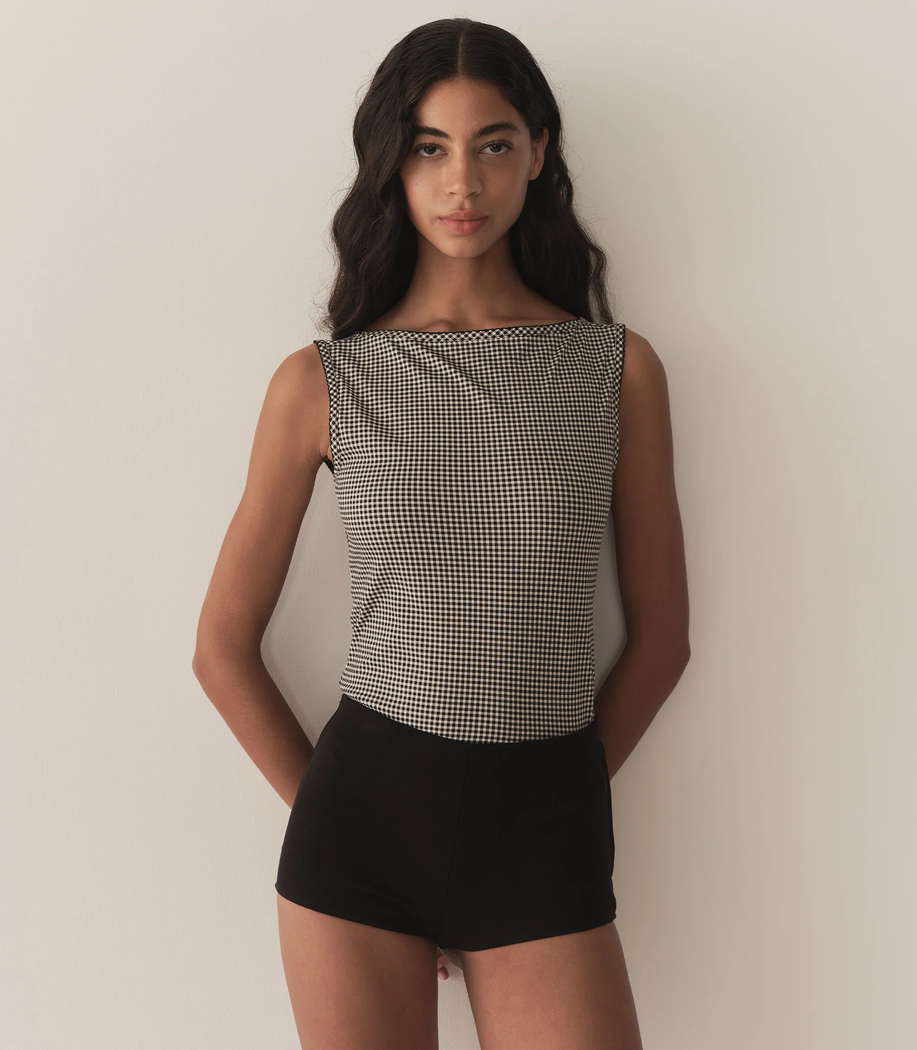 Ida Tank - Noir La Maddalena Gingham | DÔEN | DOEN