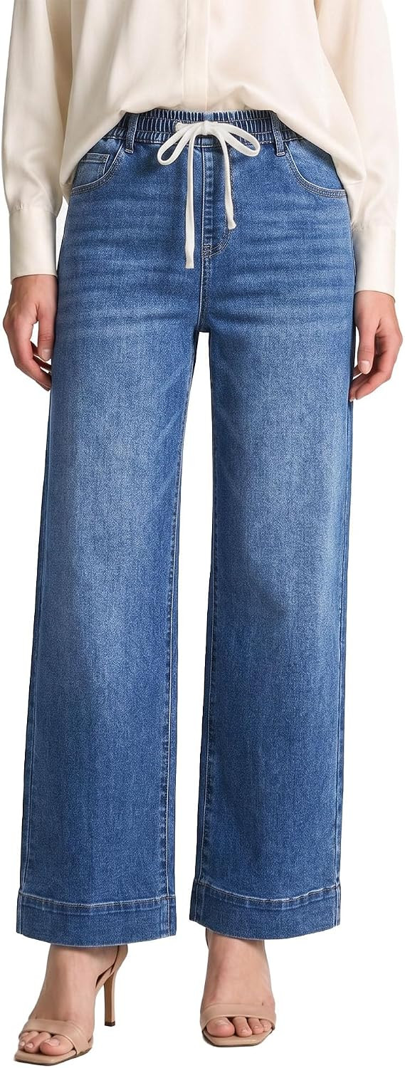 GRAPENT Jeans for Women Straight Leg High Rise Pull On Stretchy Denim Pants | Amazon (US)