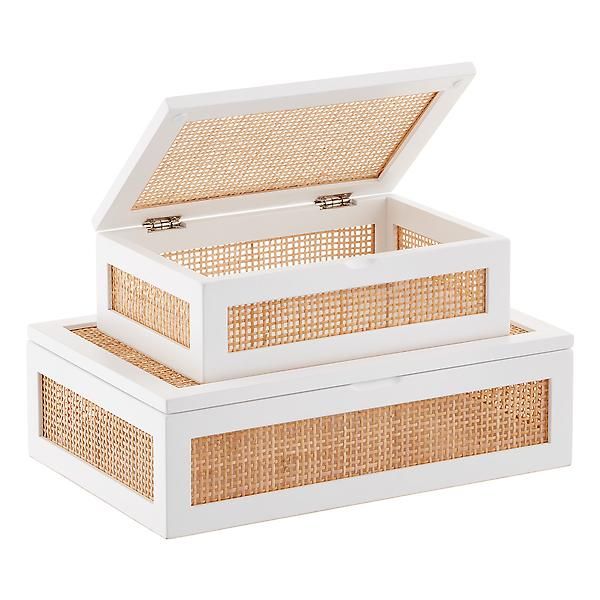 The Container Store Artisan Rattan Cane Hinge Lid Box | The Container Store