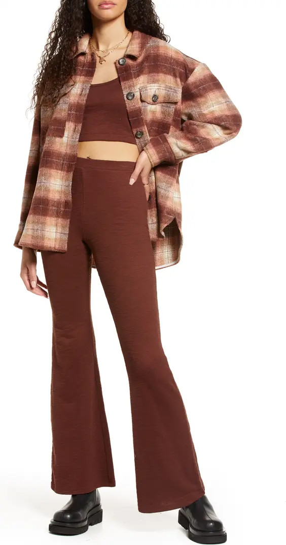 BP. High Waist Flare Cotton Blend Rib Pants | Nordstrom | Nordstrom