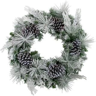 24 in. Artificial Christmas Wreath with Oversized Pinecones | The Home Depot
