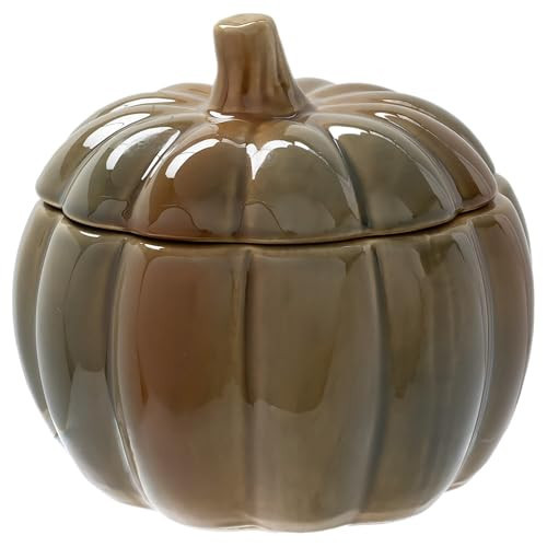 Boston International Pumpkin-Shaped Ceramic Cookie Jar with Lid, 8" x 7", Brown | Amazon (US)