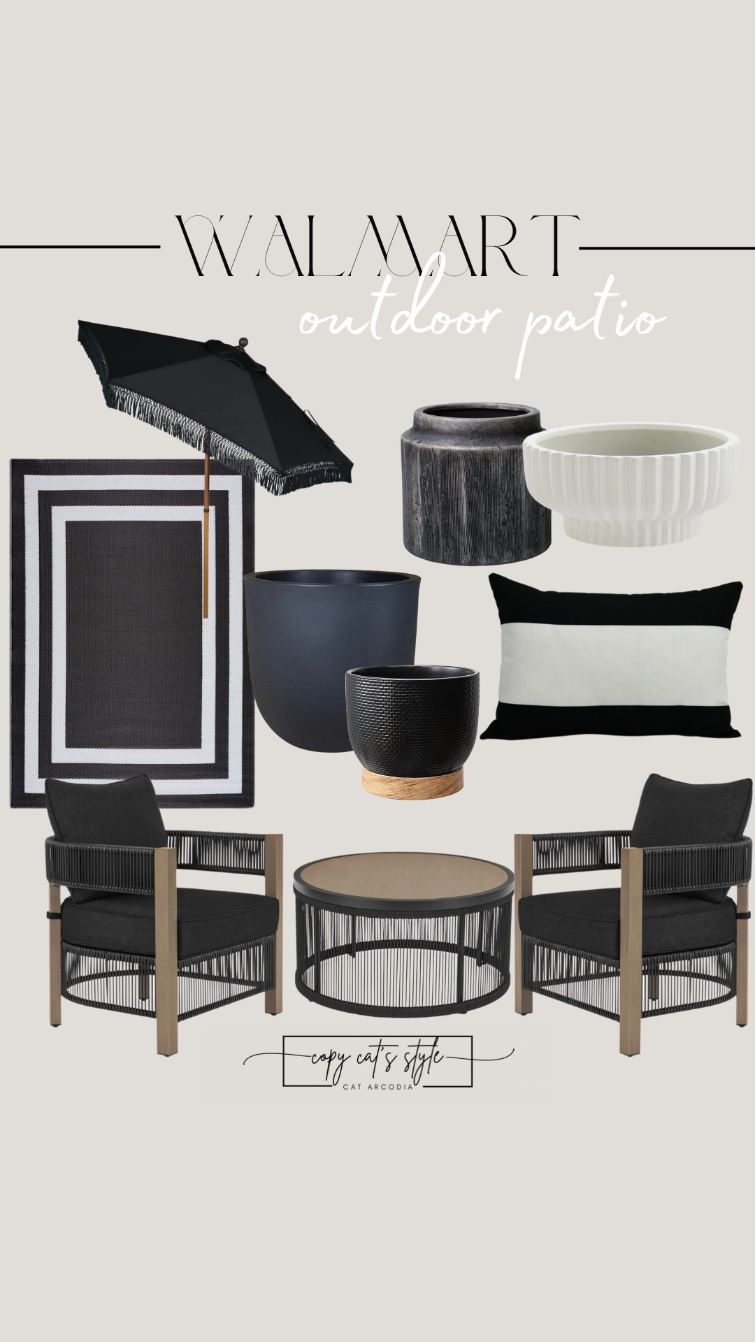 Walmart outdoor patio finds! Black and white patio. 

#LTKFindsUnder100 #LTKSeasonal #LTKHome