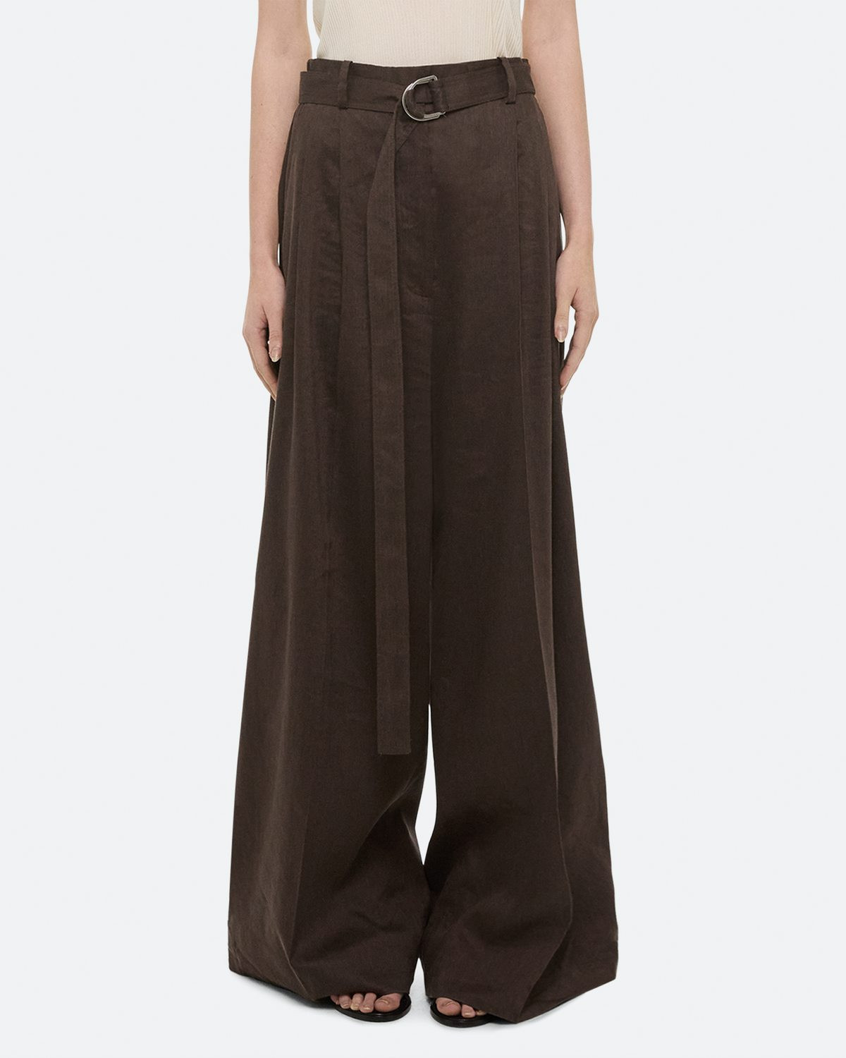Helmut Lang Linen Pleated Wide Trousers | HELMUTLANG.COM | Helmut Lang (US)