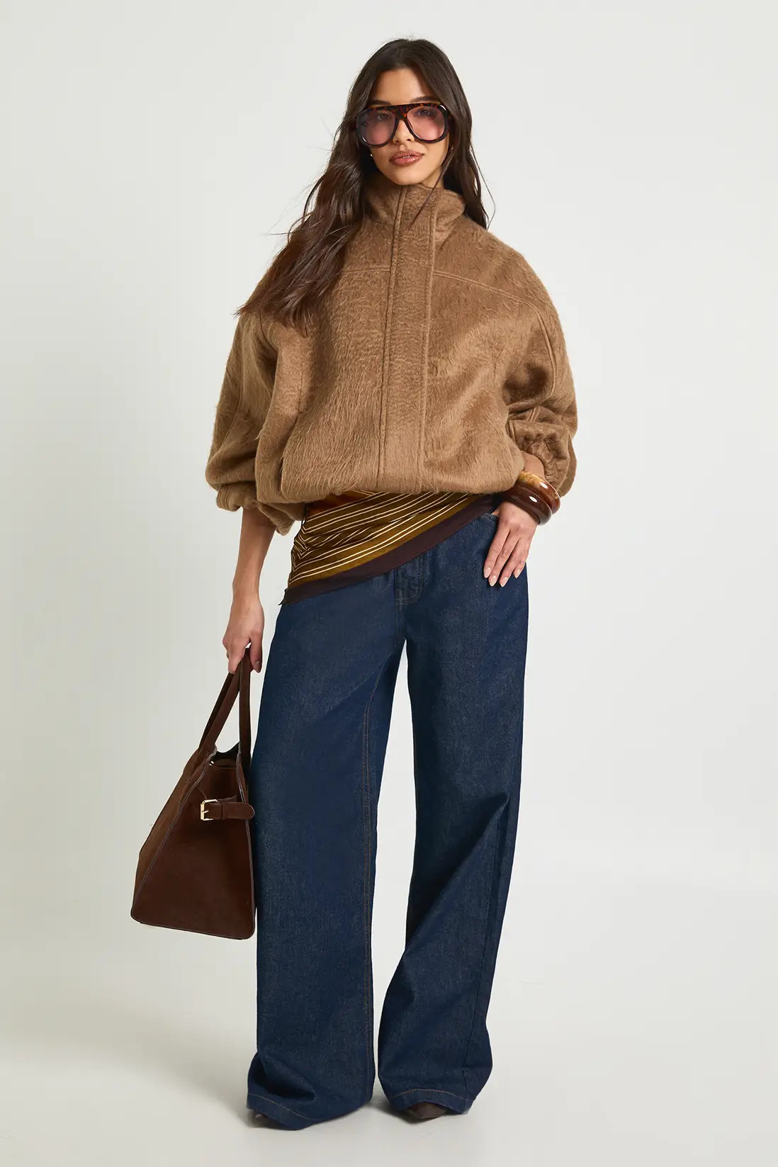 Textured Wool Look Bomber Jacket | Boohoo.com (UK & IE)