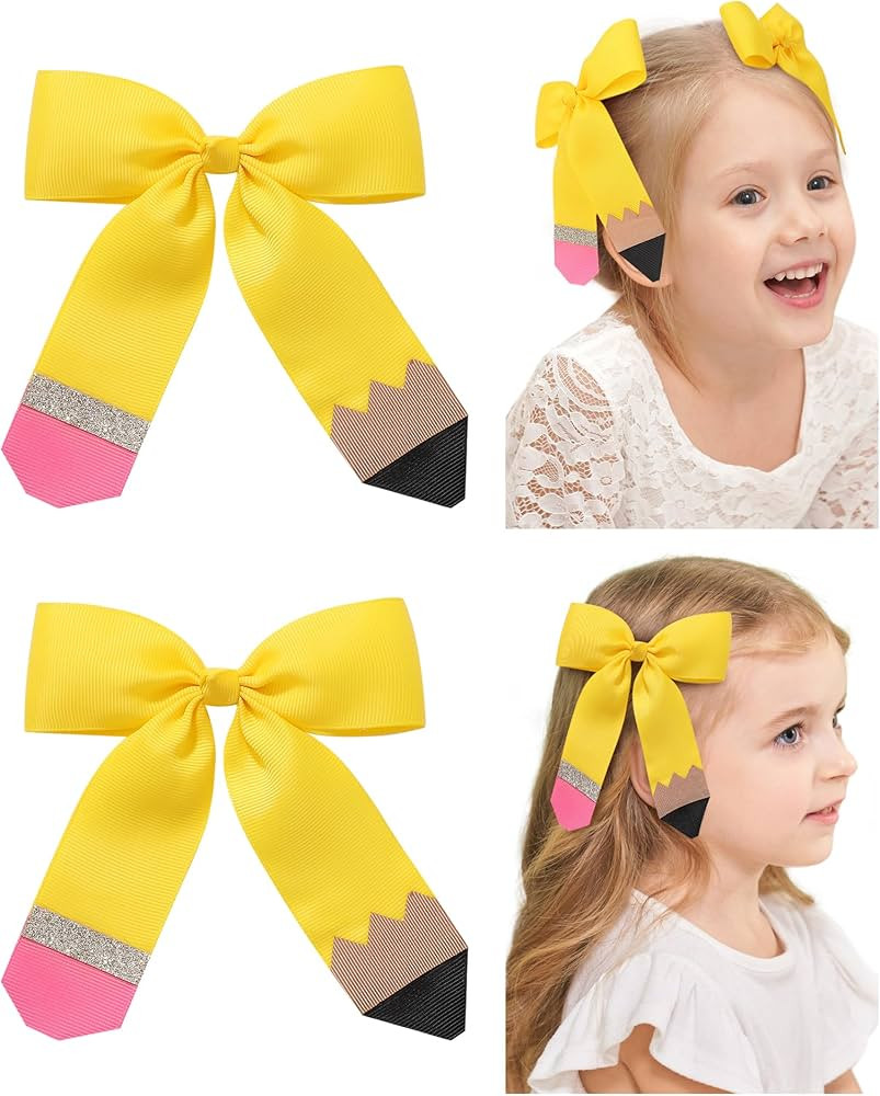 Hair Bows for Girls doboi 2PCS 4.5"Baby Hair Clips Pencil Ribbon Hair Accessories Hair Bow Alliga... | Amazon (US)