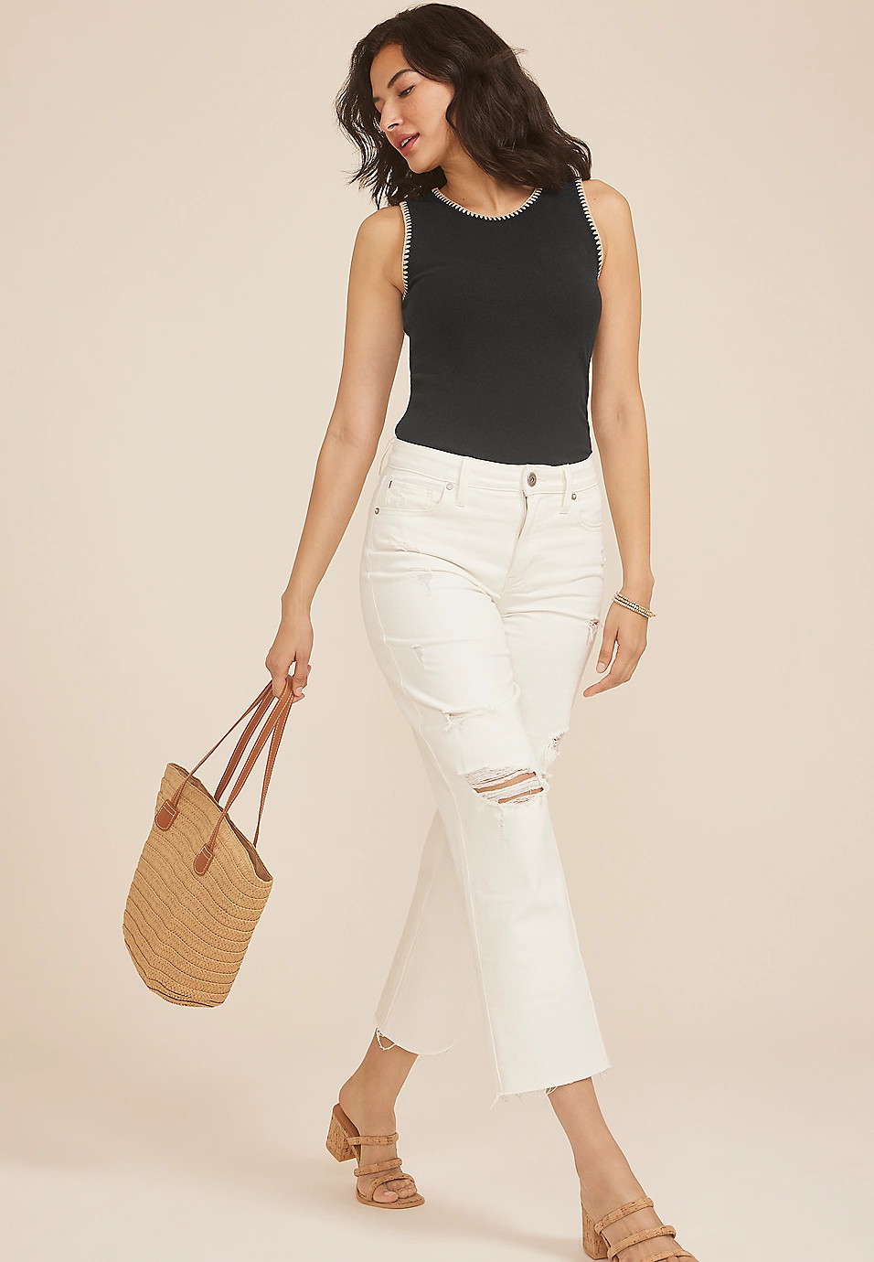 Whipstitch Embroidered Tank Top | Maurices