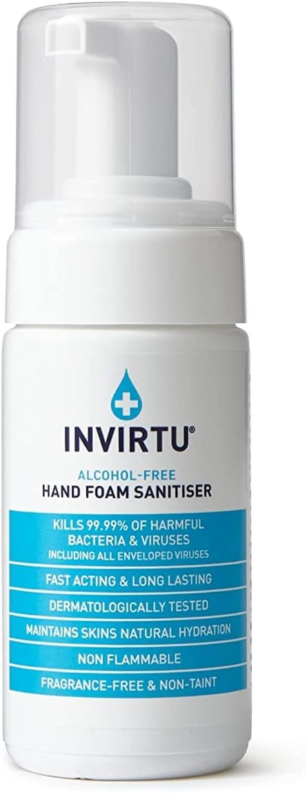 INVIRTU Alcohol Free Antibacterial Hand Sanitiser Foam (100ml) - Hospital Grade - Kills 99.9% Of ... | Amazon (UK)