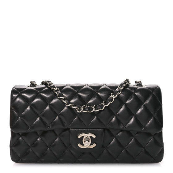 CHANEL Lambskin Quilted East West Flap Black | FASHIONPHILE (US)
