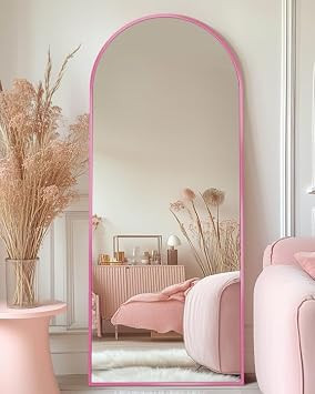 Antok 58" x19” Arched Full Length Mirror, Floor Mirror with Stand,Pink | Amazon (US)