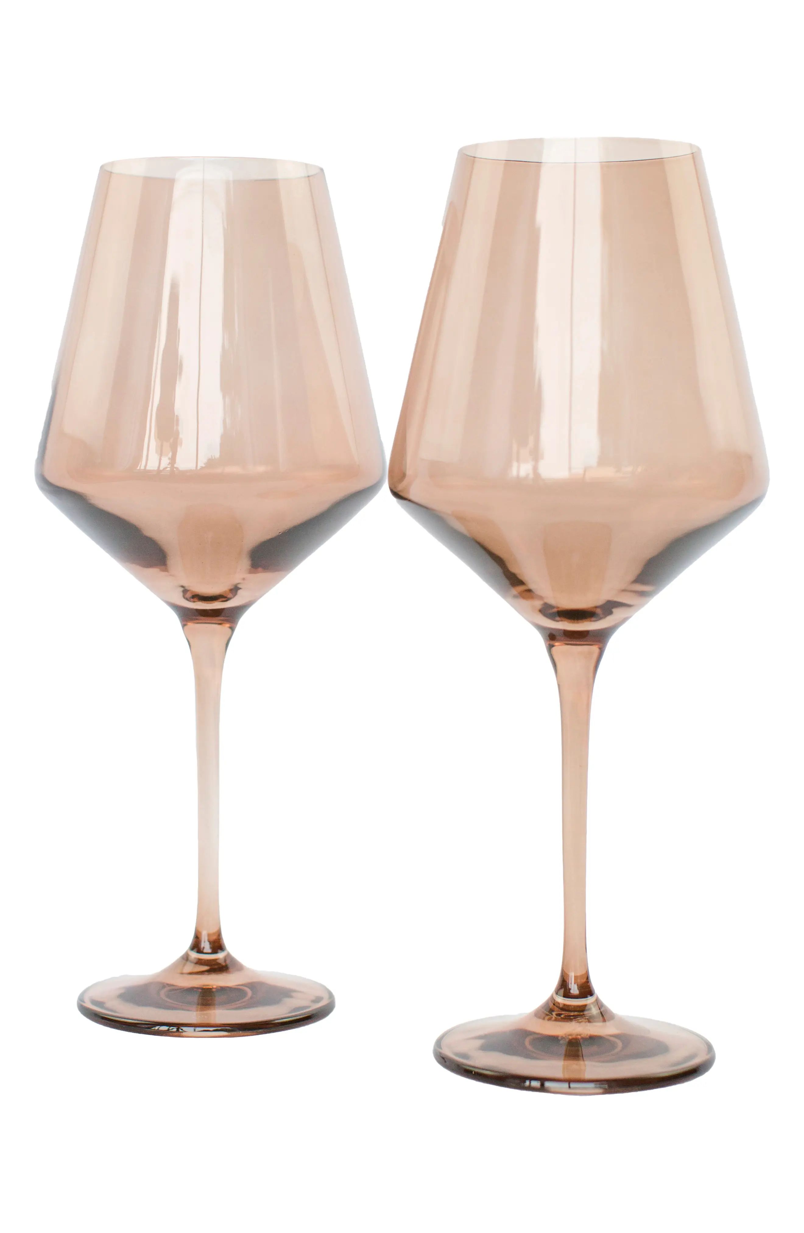 Estelle Colored Glass Set of 2 Stem Wineglasses in Amber Smoke at Nordstrom | Nordstrom