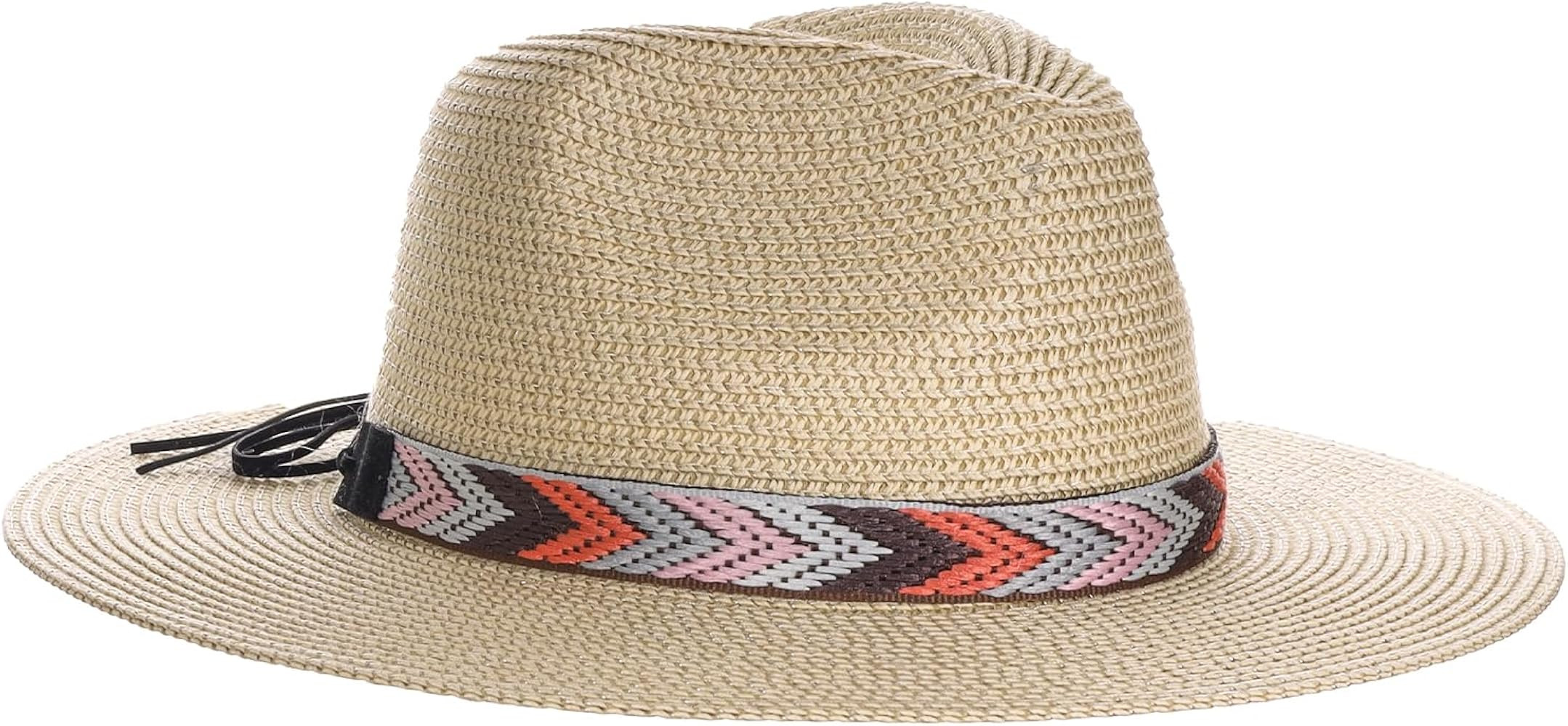 Panama Jack Women's Safari Hat - Woven Aztec Band, Paper Braid Straw, 3" Big Brim | Amazon (US)