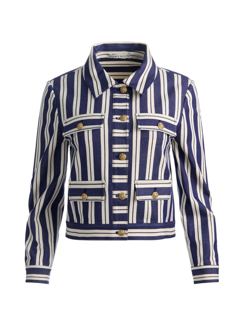 Alice + Olivia Alex Striped Boxy Jacket | Blue | FARFETCH | Farfetch Global
