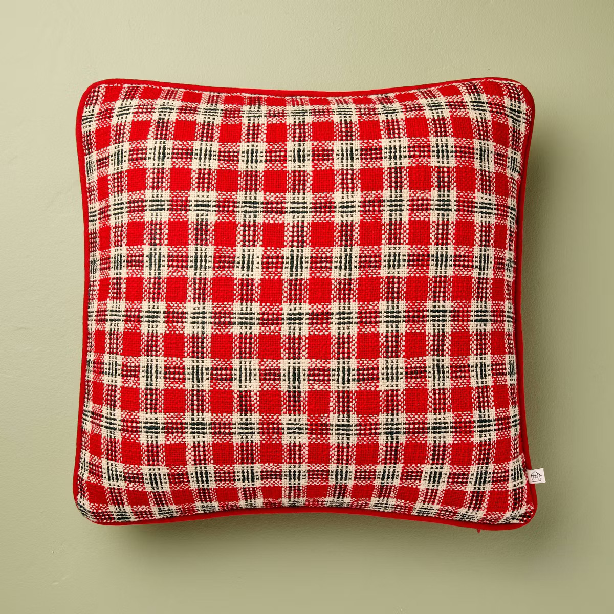 18"x18" Plaid Square Toss Pillow Red - Hearth & Hand™ with Magnolia | Target