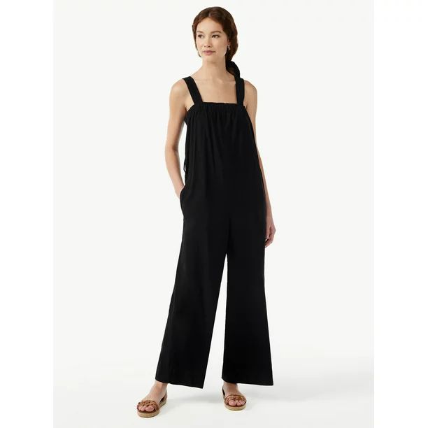 Free Assembly Women's Sleeveless Wide Leg Jumpsuit with Self Belt - Walmart.com | Walmart (US)