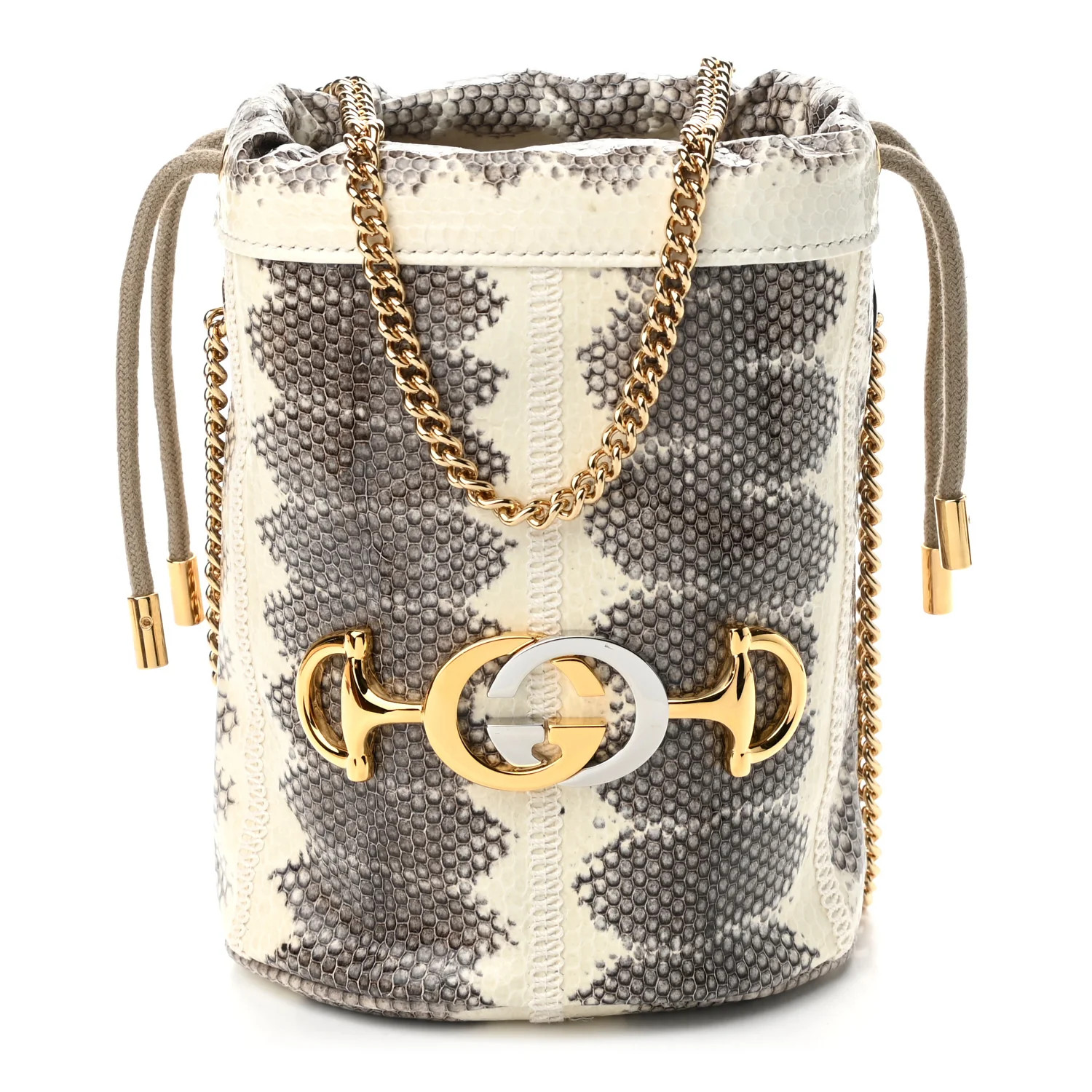 GUCCI Snakeskin Mini Zumi Bucket Bag Grey | FASHIONPHILE | Fashionphile