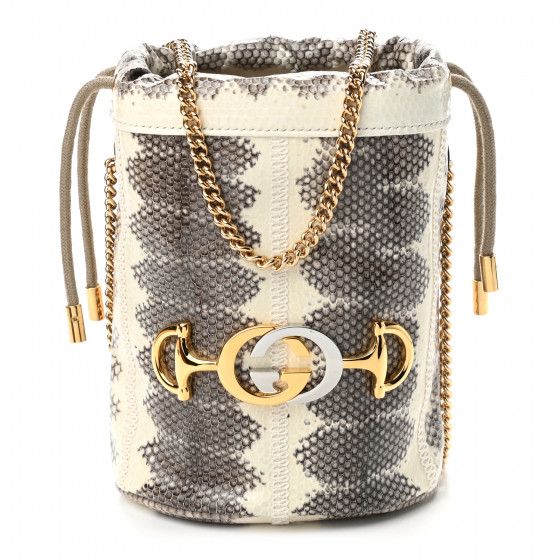 GUCCI Snakeskin Mini Zumi Bucket Bag Grey | FASHIONPHILE | Fashionphile