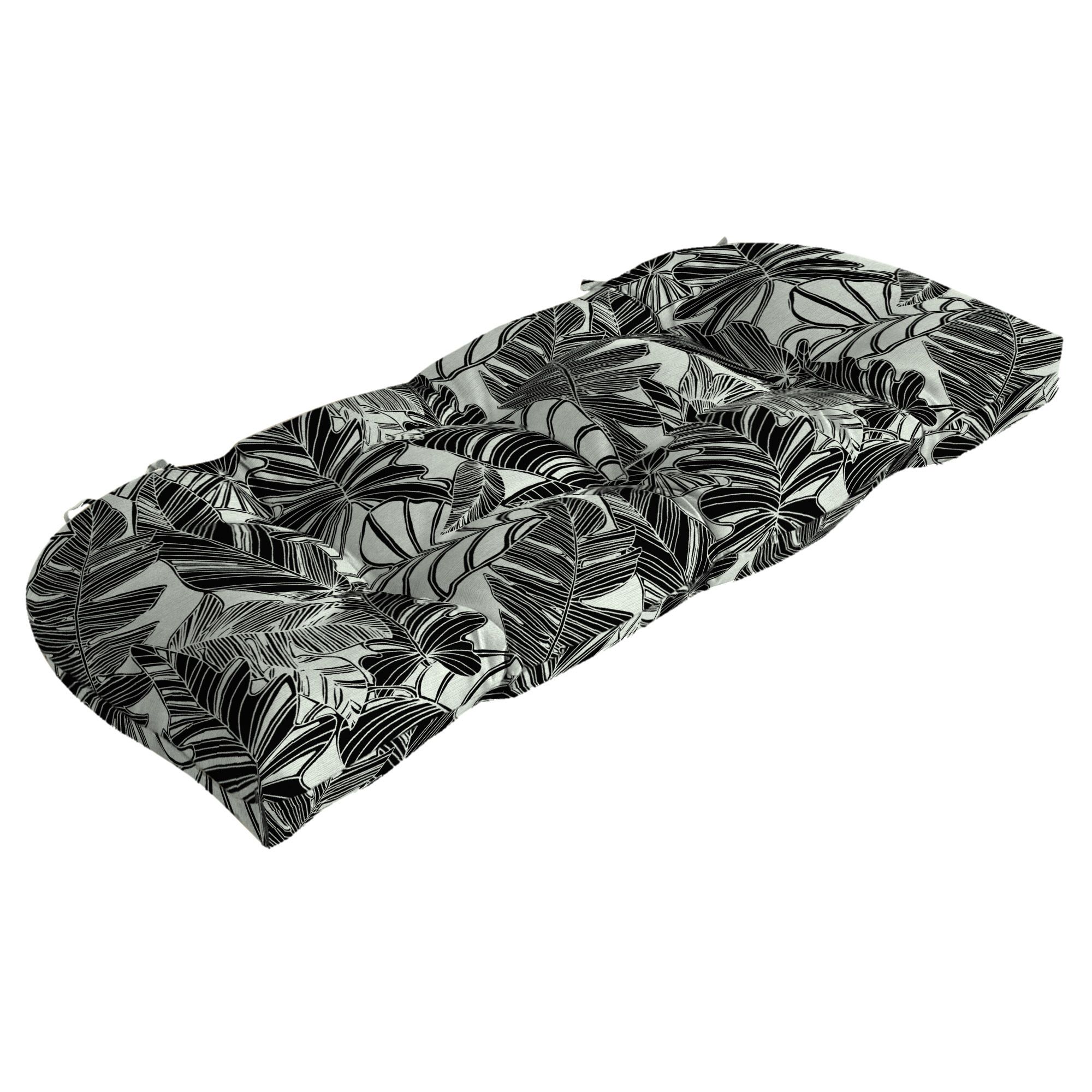 Mainstays Black and White Tropical 18x41.5in. Outdoor Wicker Settee Cushion | Walmart (US)