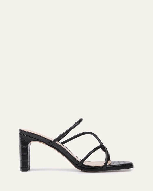 NOVI MID HEEL SANDALS BLACK LEATHER | Jo Mercer (AU)
