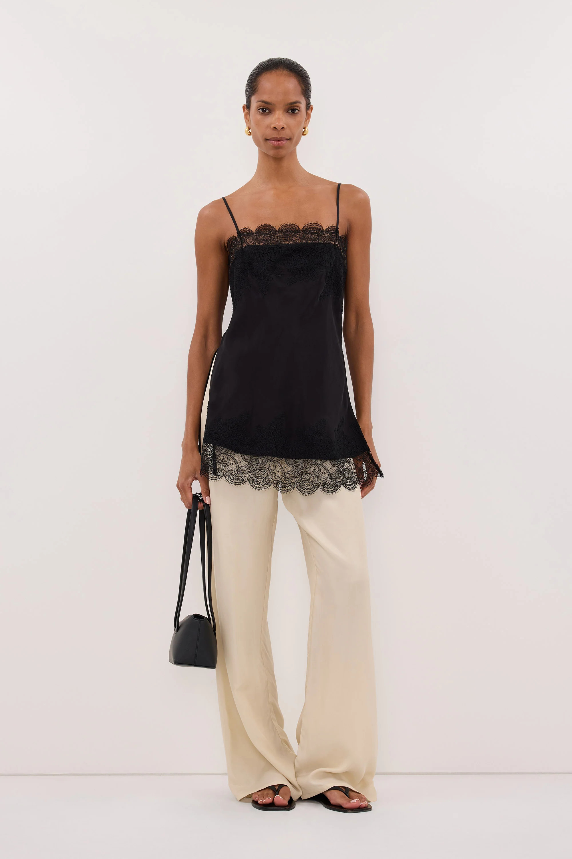 MINA BLACK CUPRO LACE TOP | DISSH