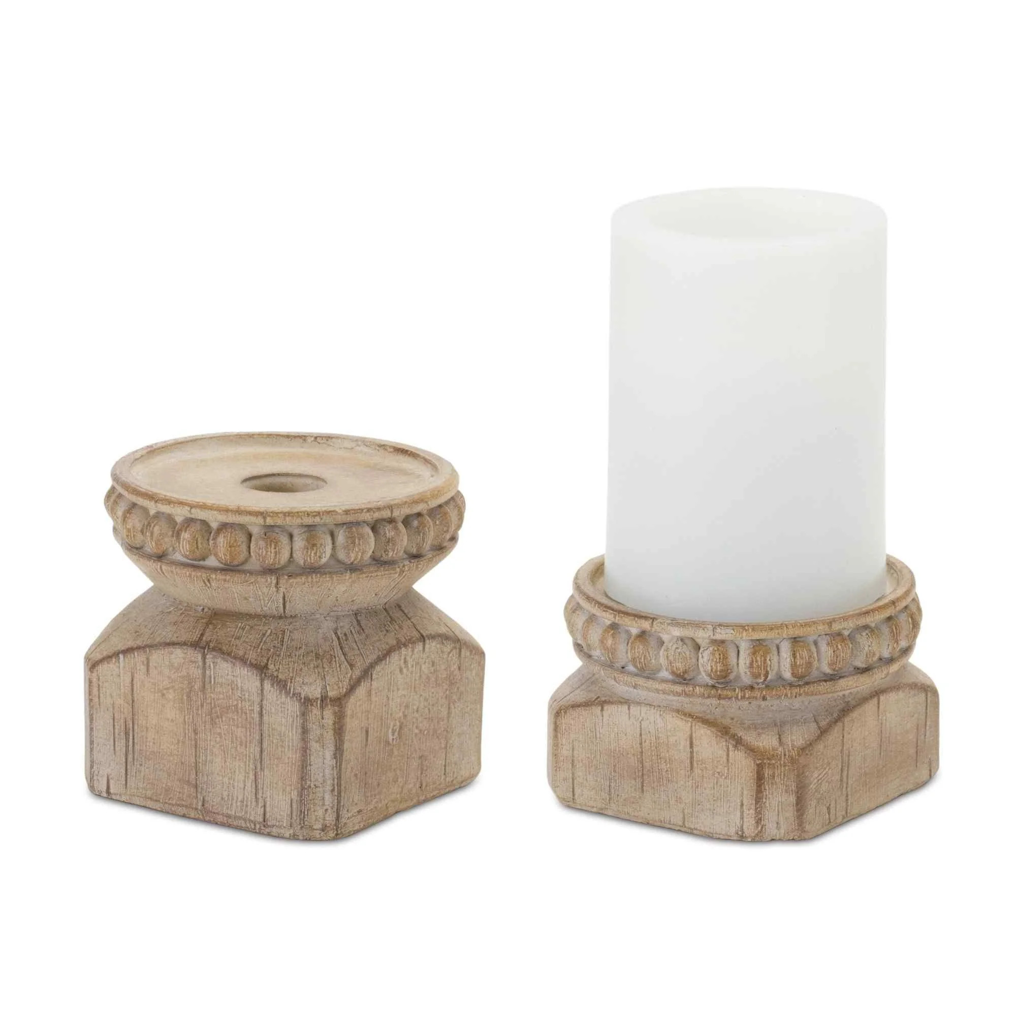 Melrose Beaded Wood Design Candle Holder (Set of 4) | Walmart (US)