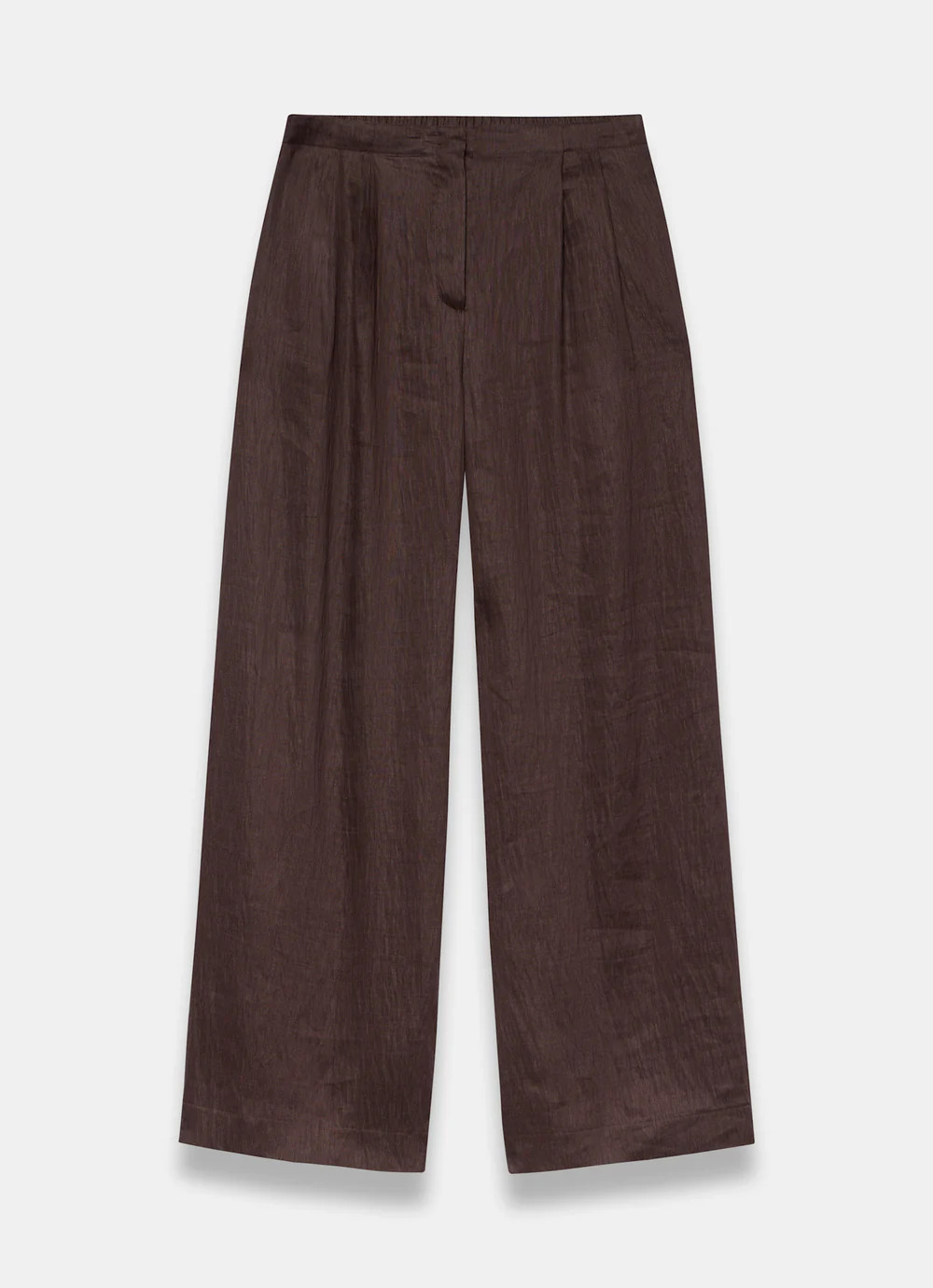 Brown Linen Blend Wide Leg Trousers | Mint Velvet