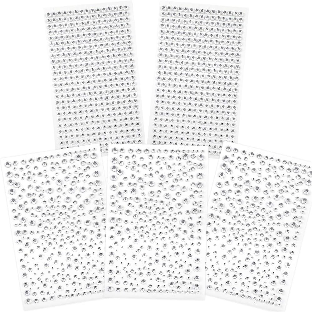 OUTUXED 1725pcs Clear Rhinestones Stickers Self Adhesive Bling Gems Jewels Stickers, Stick on Rhi... | Amazon (US)