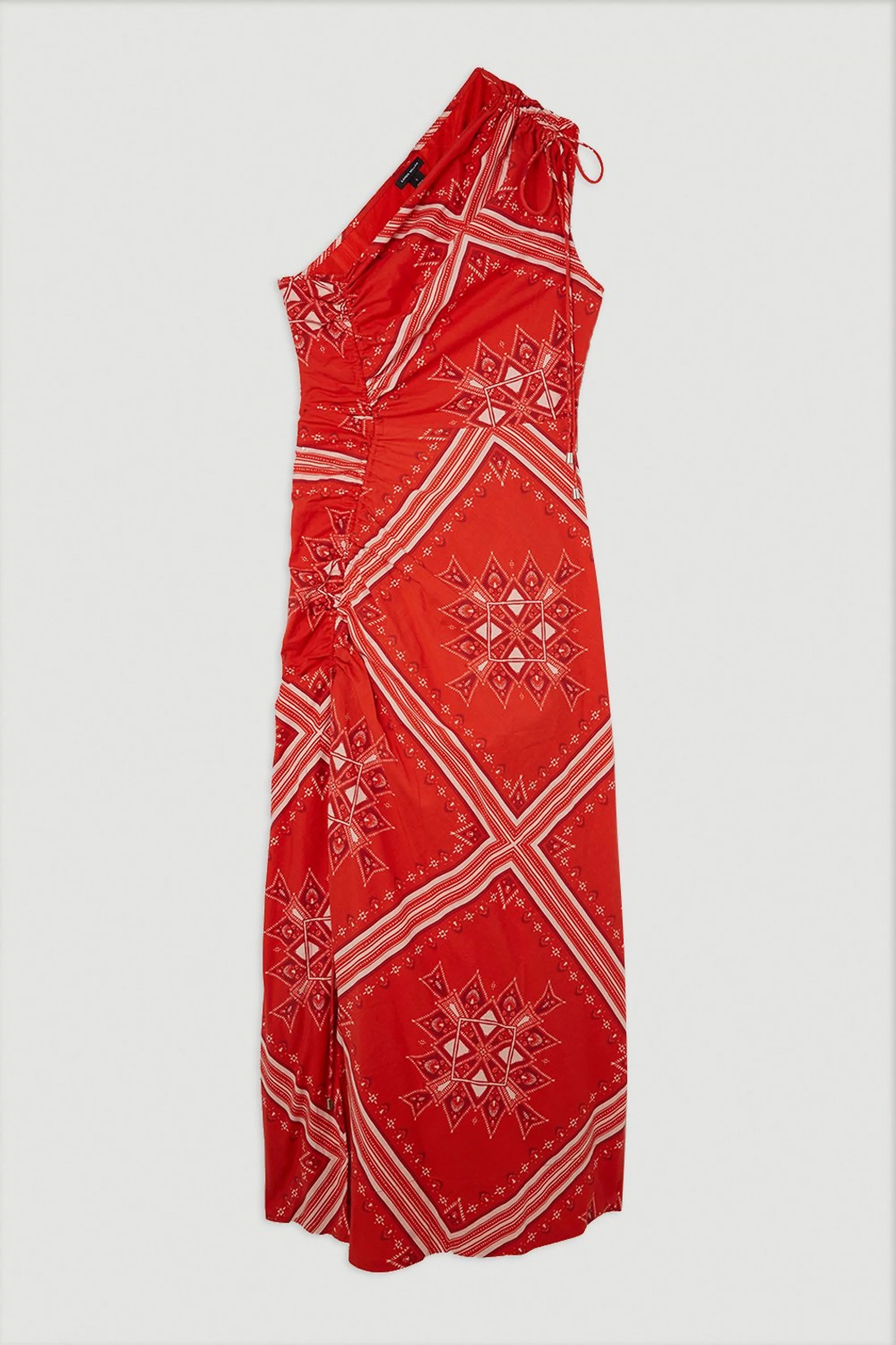 Printed Cotton Voile One Shoulder Midi Dress | Karen Millen US