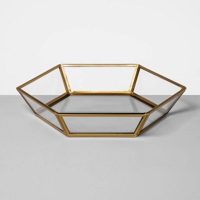 9" x 1.5" Glass and Brass Curio Tray Clear/Gold - Opalhouse™ | Target