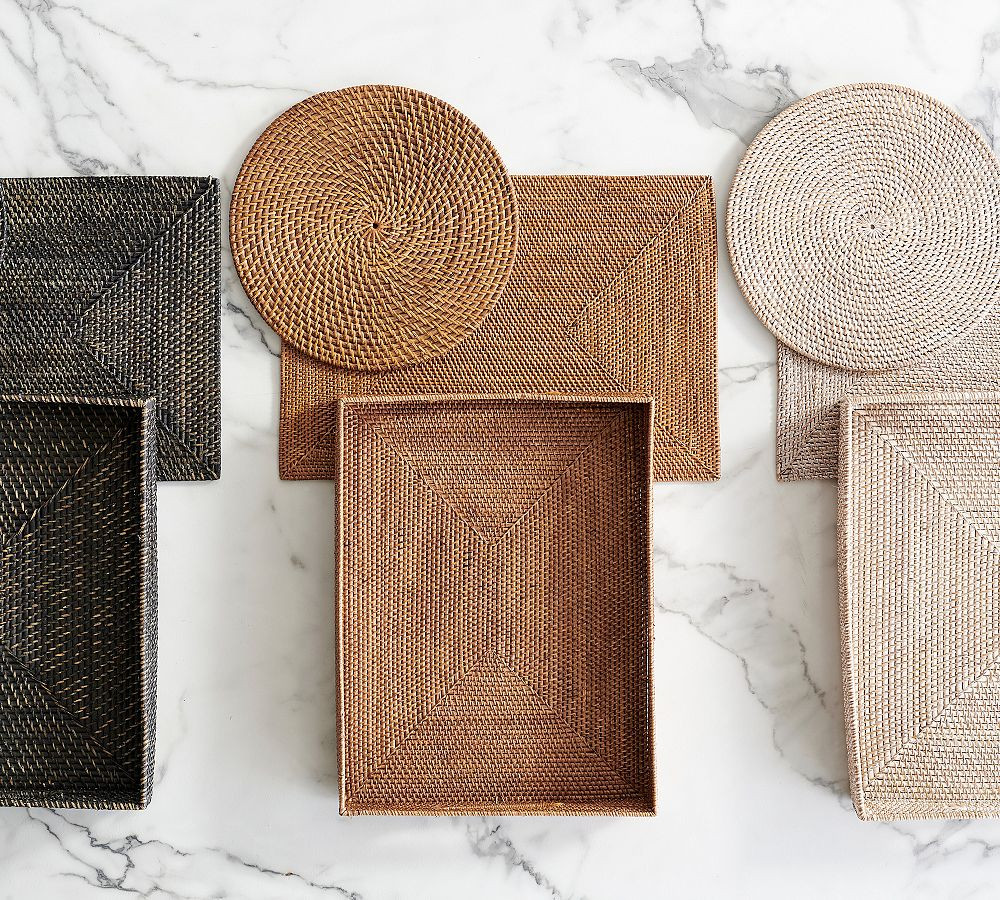 Tava Handwoven Rattan Serving Tray | Pottery Barn (US)
