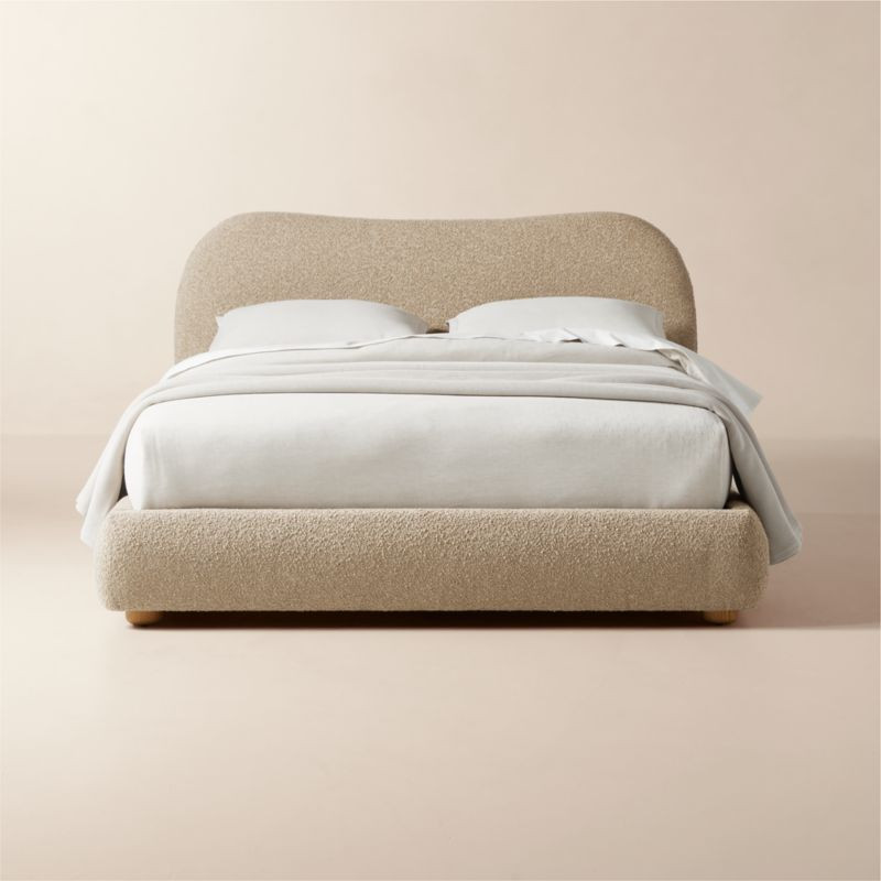 Diana Camel Brown Boucle Queen Bed + Reviews | CB2 | CB2